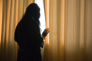 A woman with Social Anxiety Disorder